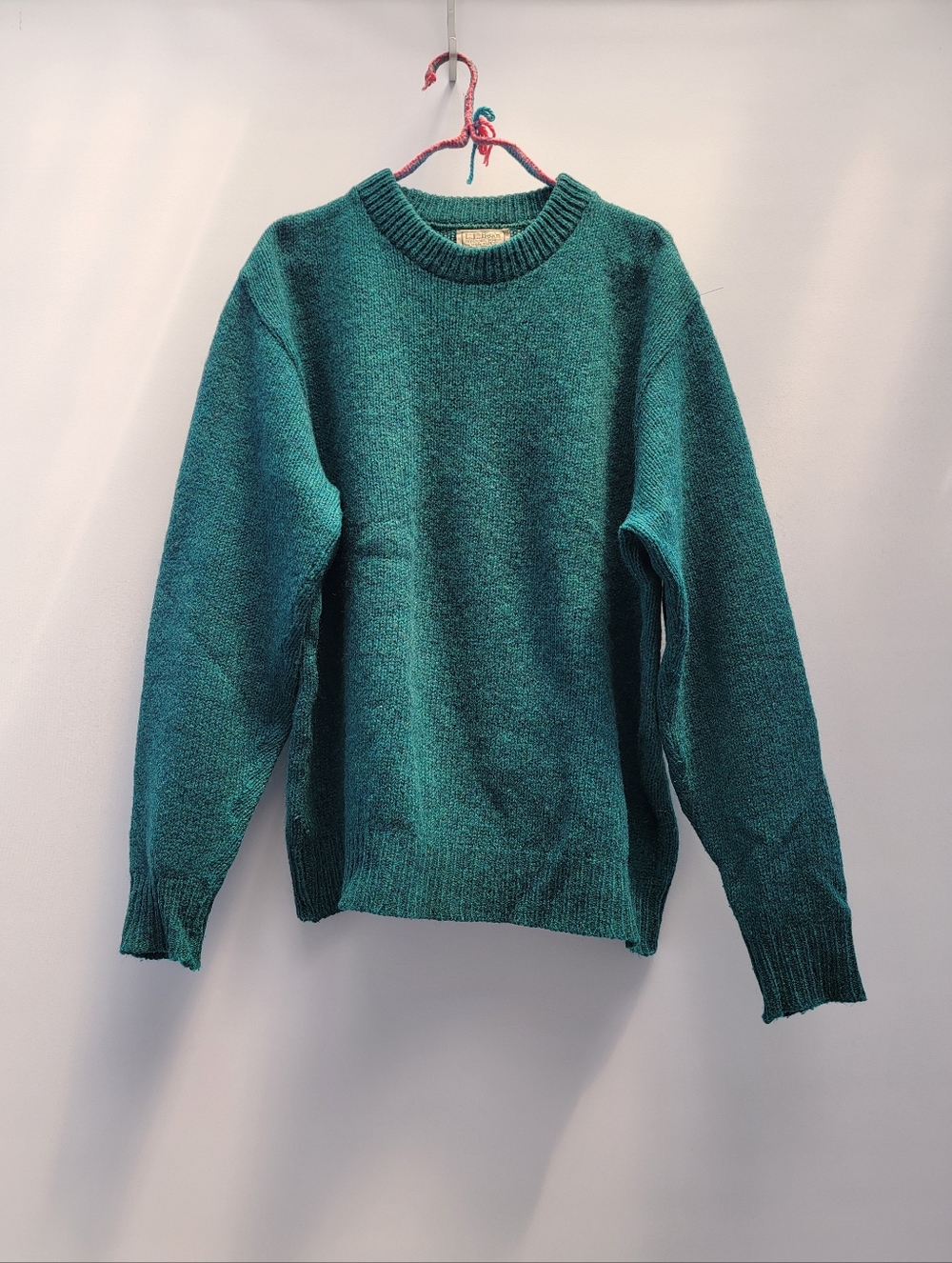 L.L. Bean Vintage 80s Green Wool Sweater Mens Large Unisex Minimalist Outdoors